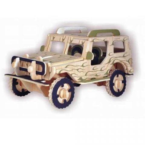 Drevená stavebnica - 3D puzzle - Jeep