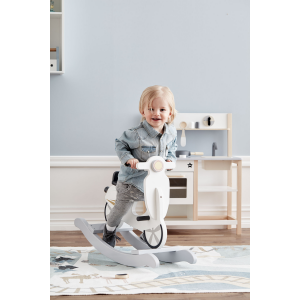 Hojdací skúter drevený sivo biely Kids Concept 1000160KC