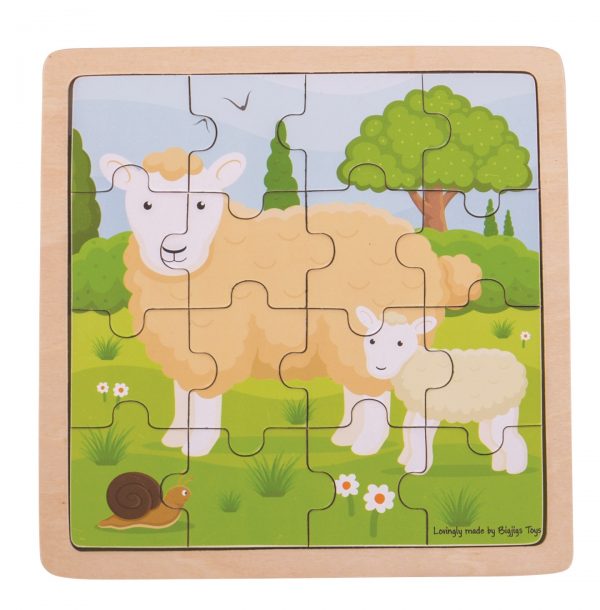 Drevené puzzle Ovečka s jahniatkom Bigjigs Toys