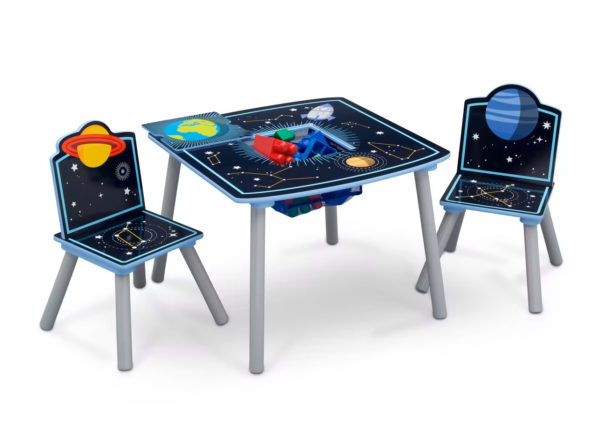Drevený stôl s úložným priestorom a 2 stoličkami Vesmír